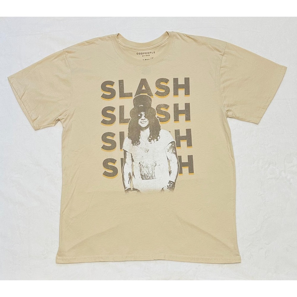 ODDPEOPLE By RKB Slash Rock Music Graphic Print Men's Tan Extra Large Shirt